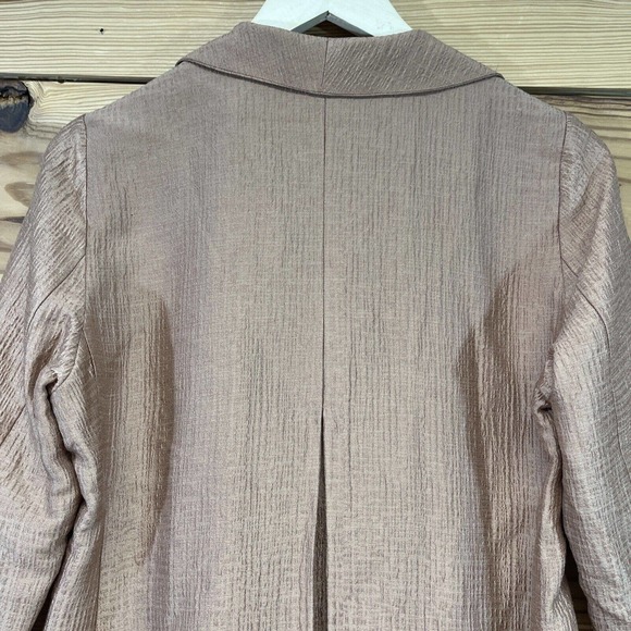 Eileen Fisher Silk Jacket Small Longline Open Front Rose Gold Copper Lined B80 - Picture 12 of 16